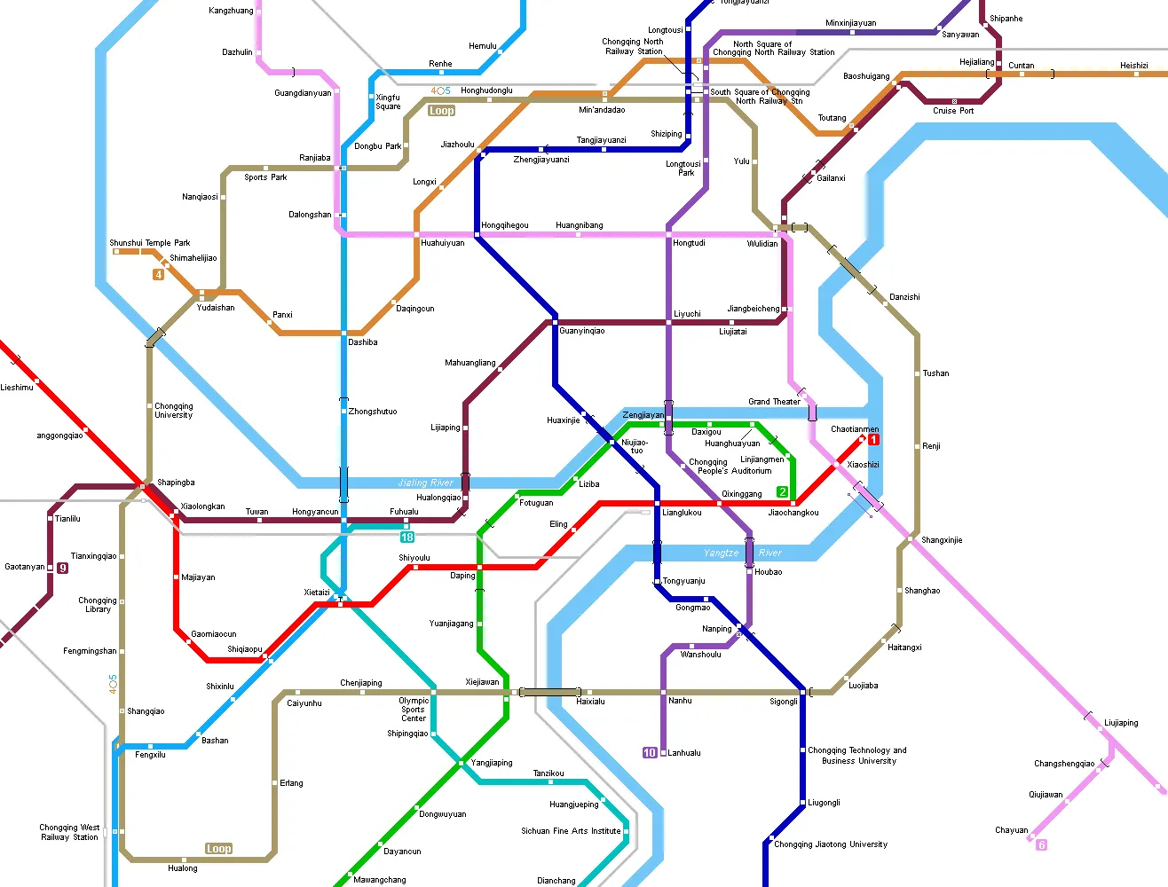 Chongqing Metro Lines and Stations