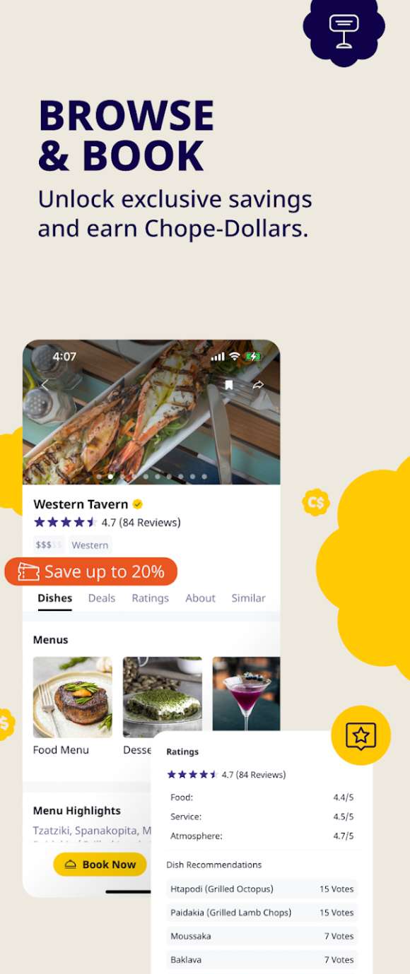 Book Food on Chope Apps