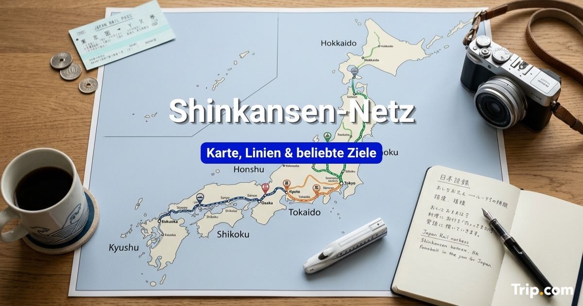 Shinkansen-Streckenkarte und Reiseziele in Japan