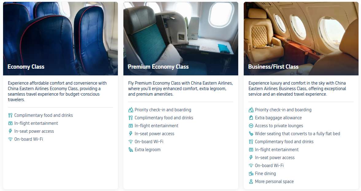 China Eastern Premium Economy vs Economy vs Business Class