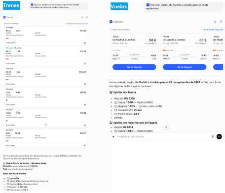 Captura de pantalla de demostración de cómo hacer una pregunta usando la app de Trip.com en GPT