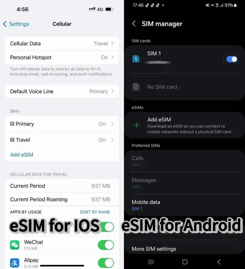 eSIM شنغهاي