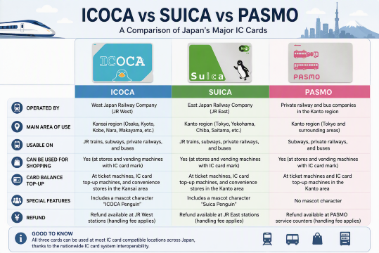 ICOCA vs Suica vs PASMO