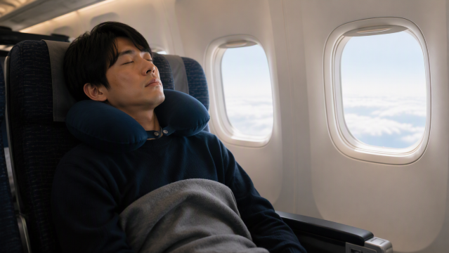 機内で眠る日本人