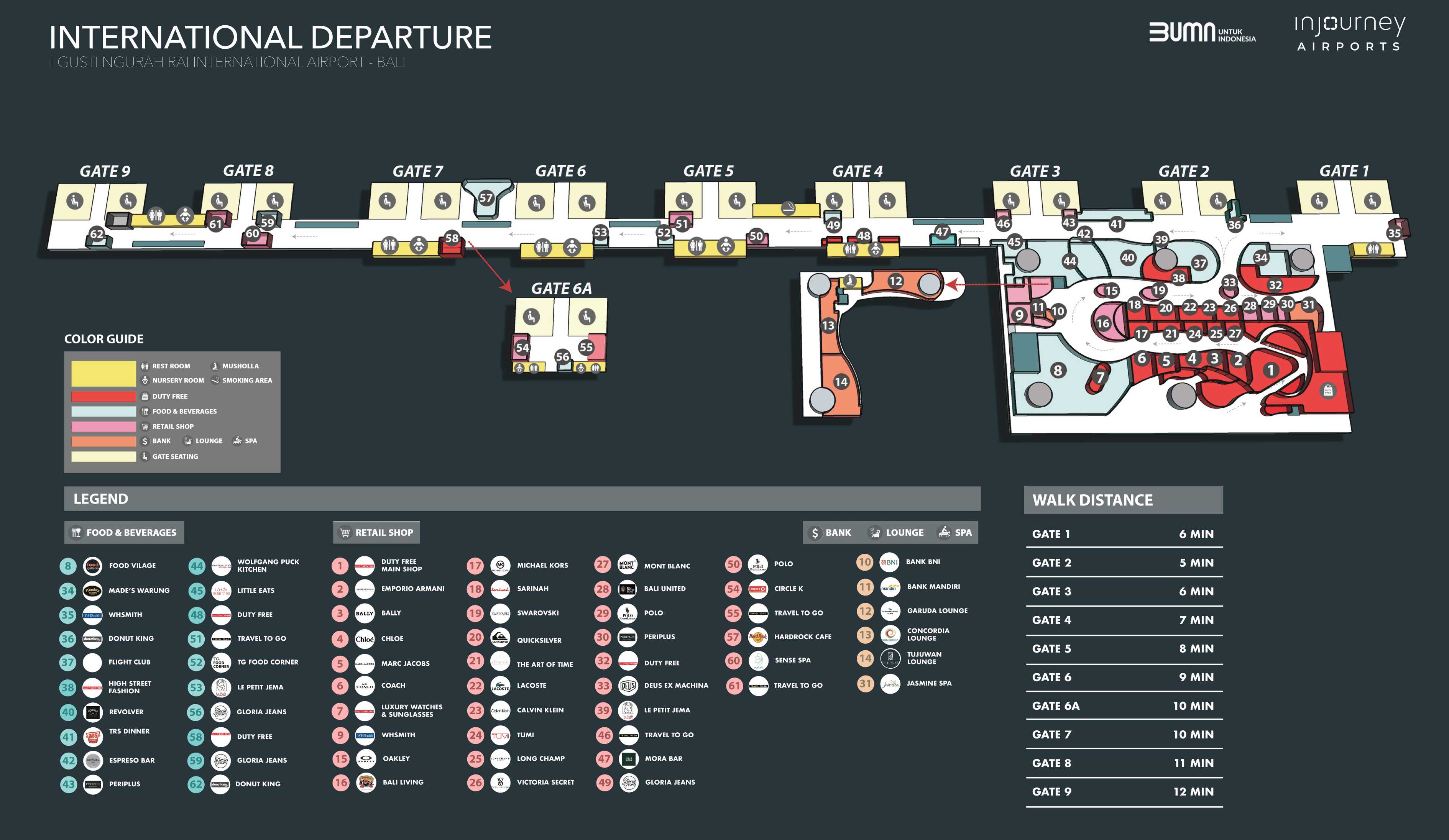 Peta Lokasi Tempat Sholat di Bandara Ngurah Rai