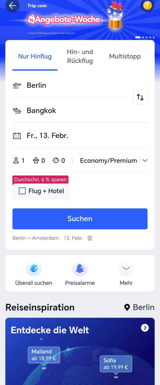 Trip.com App Kartenansicht
