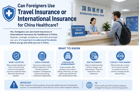 Can foreigners use travel insurance or international insurance for China heathcare?