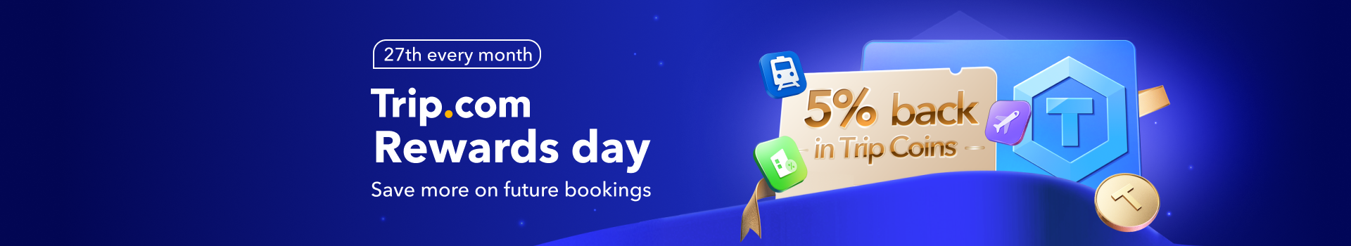 Trip.com Rewards Day: 5% Back on Flights, Hotels & Trains 