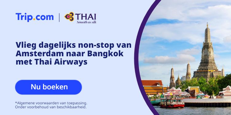 Vlieg dagelijks non-stop van Amsterdam naar  Bangkok met Thai Airways