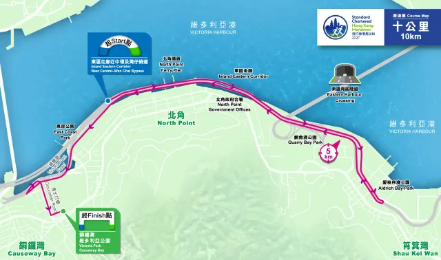 渣打馬拉松十公里路線圖