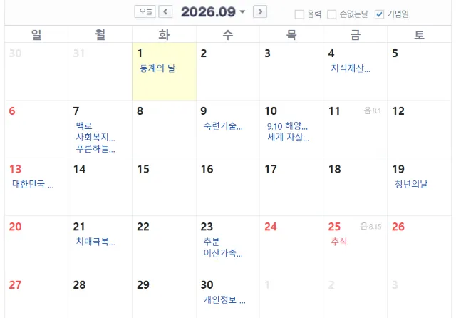 추석 연휴