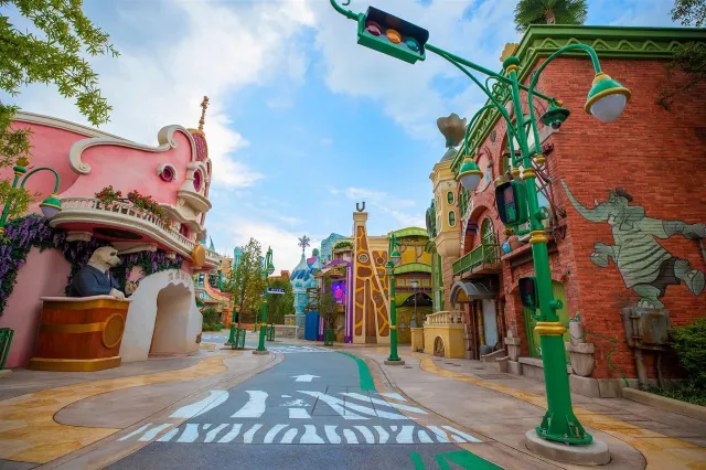 Colourful street in the Zootopia themed land at Shanghai Disneyland