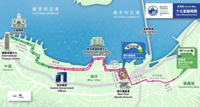 渣打馬拉松十公里輪椅賽路線圖