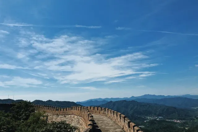 The Great Wall of China winding across the hills north of Beijing