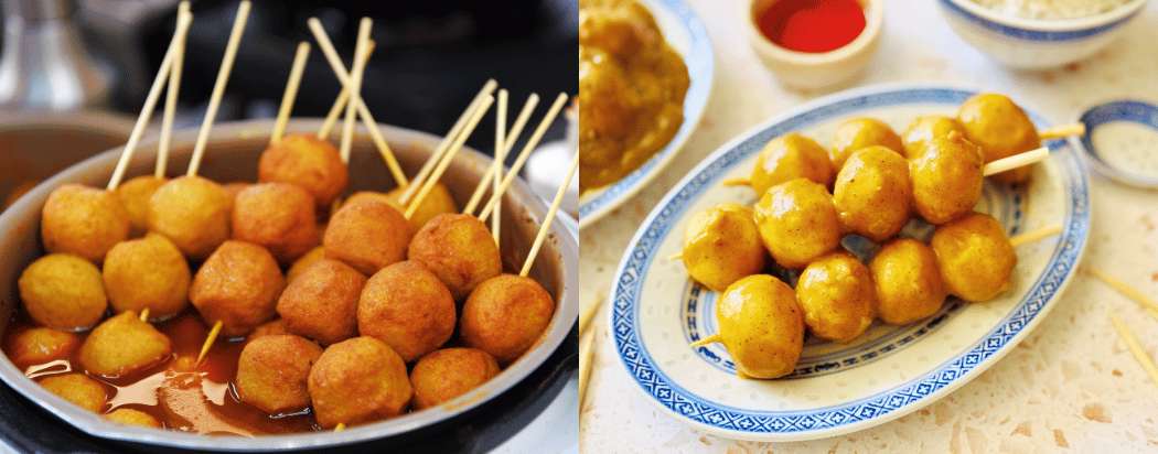 Les boulettes de poisson au curry, une street food incontournable à Hong Kong.