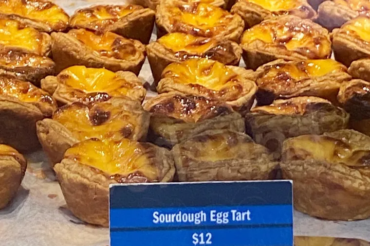 Sourdough Egg Tart on display