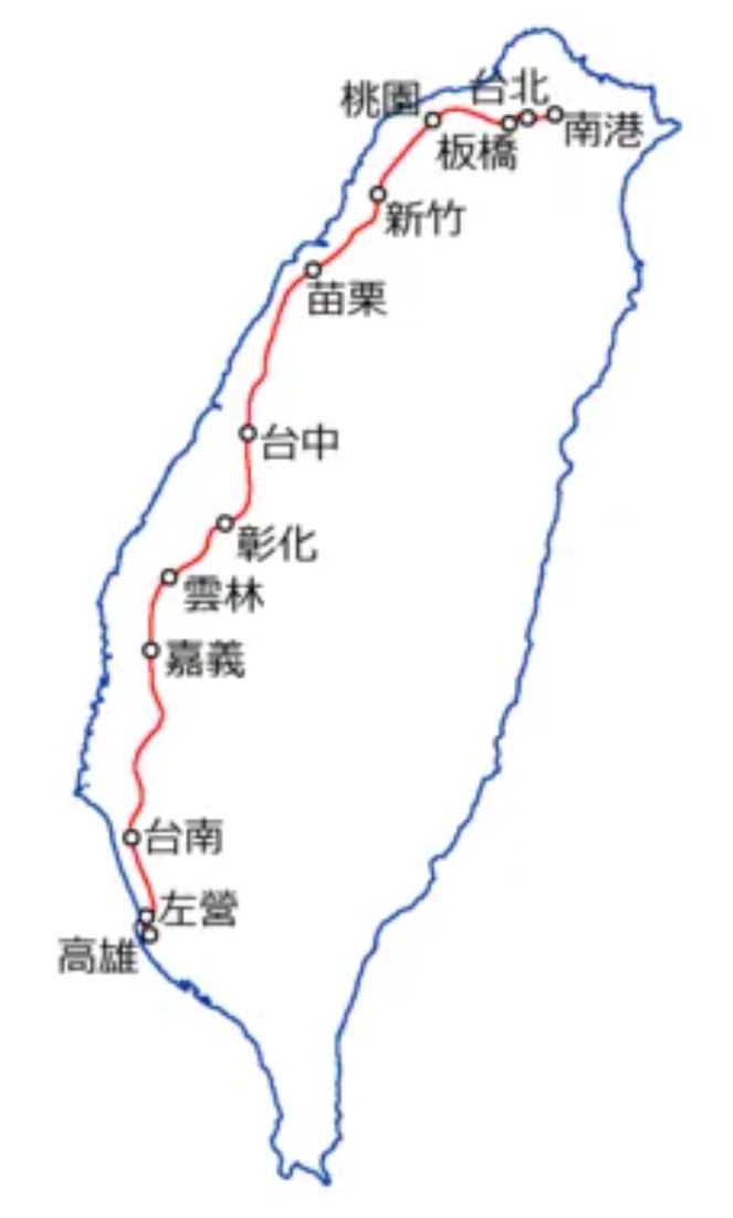 台北高鐵站主要高鐵路線