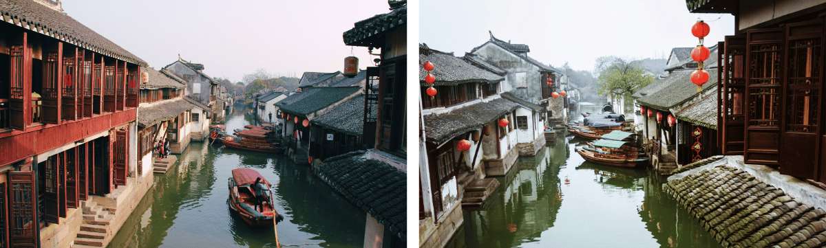 Kanäle und traditionelle Häuser in Zhouzhuang