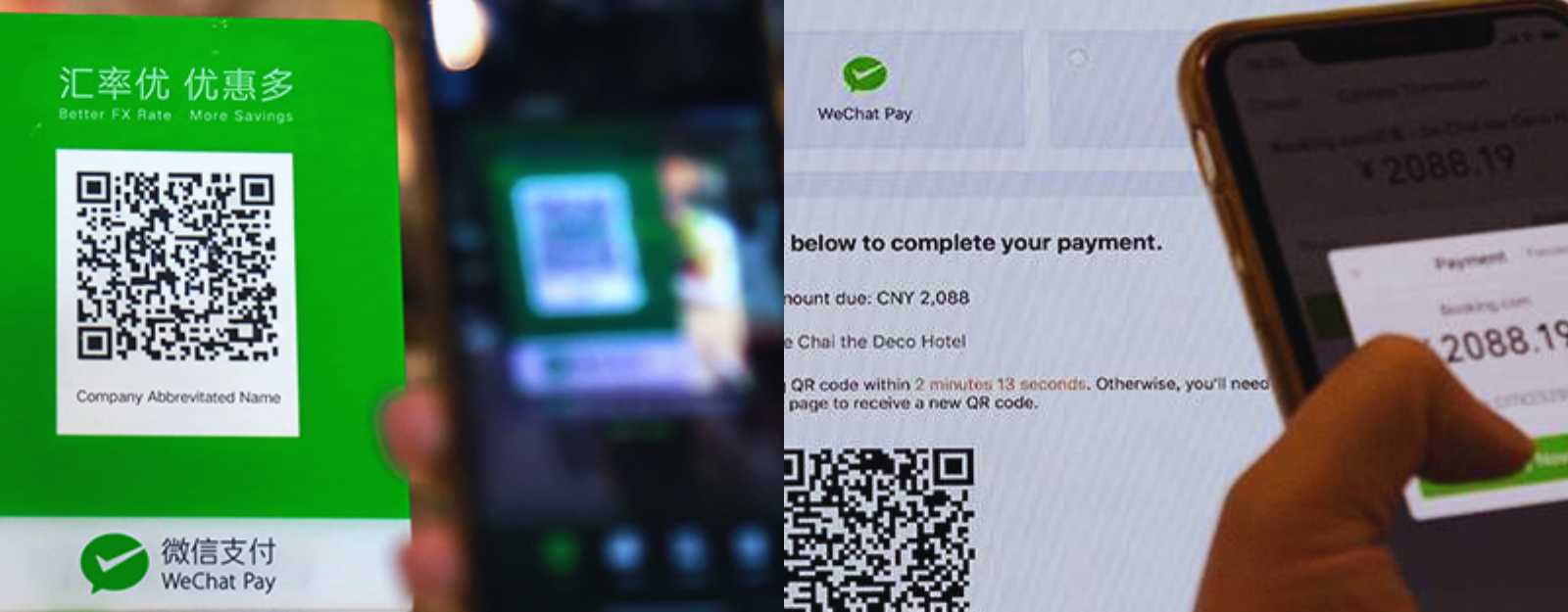 Pago con WeChat Pay escaneando un código QR en una tienda