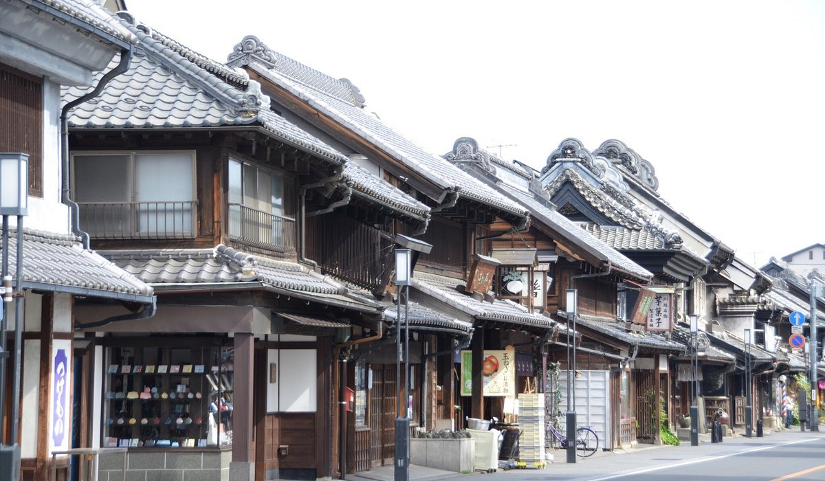 A japanese styled village covered in snow