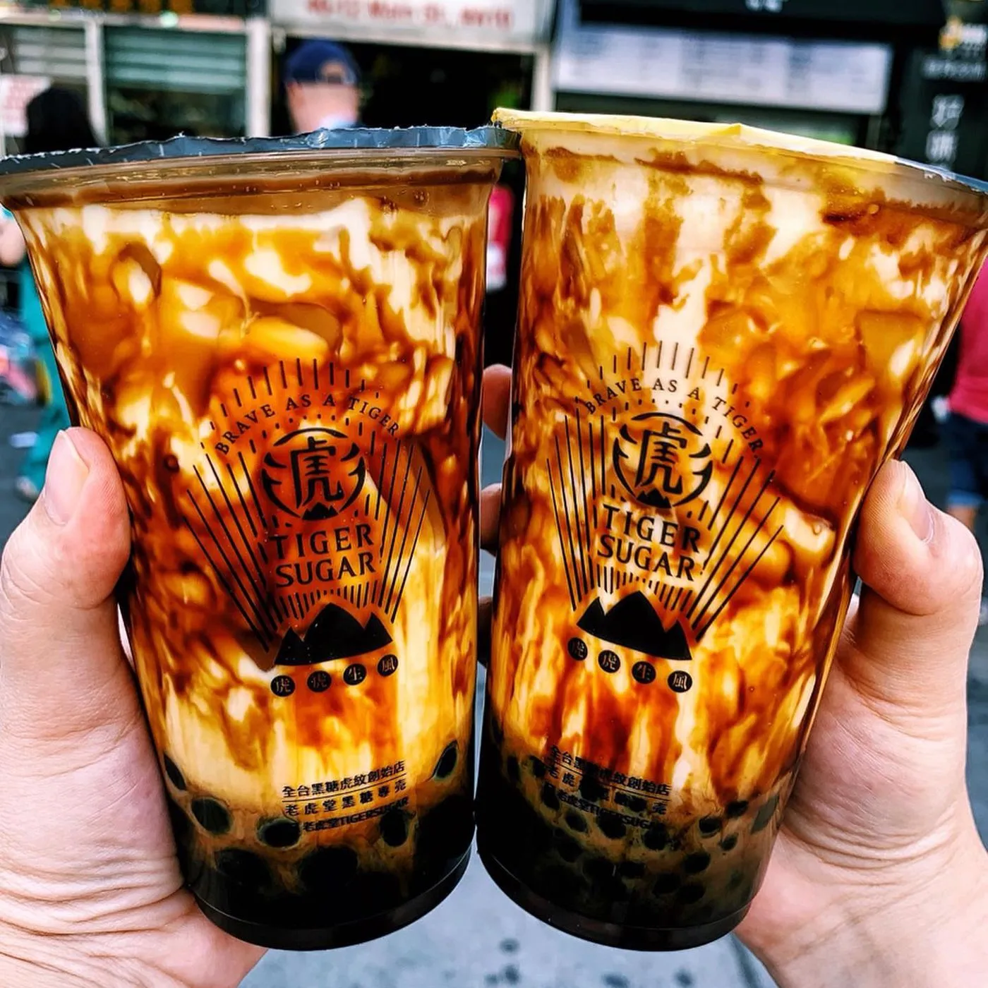 A pair of boba milk tea