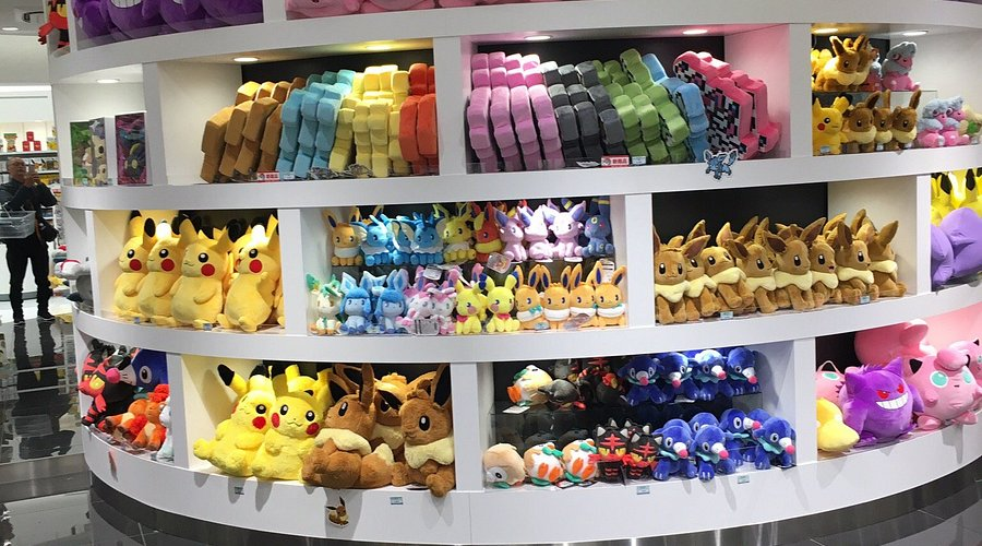 A huge collection of pokemon plushies