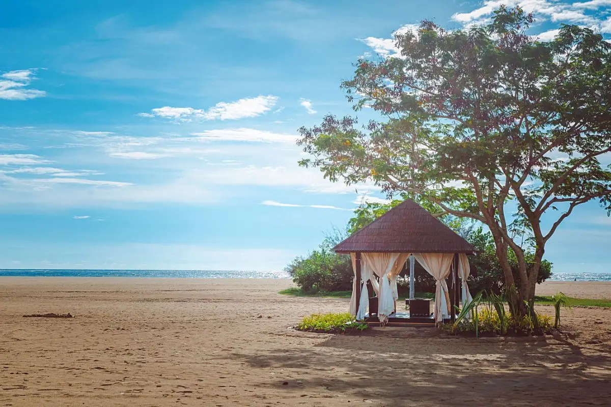 A pondok in the middle of tanjung aru beach