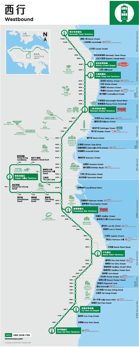 香港叮叮車路線圖