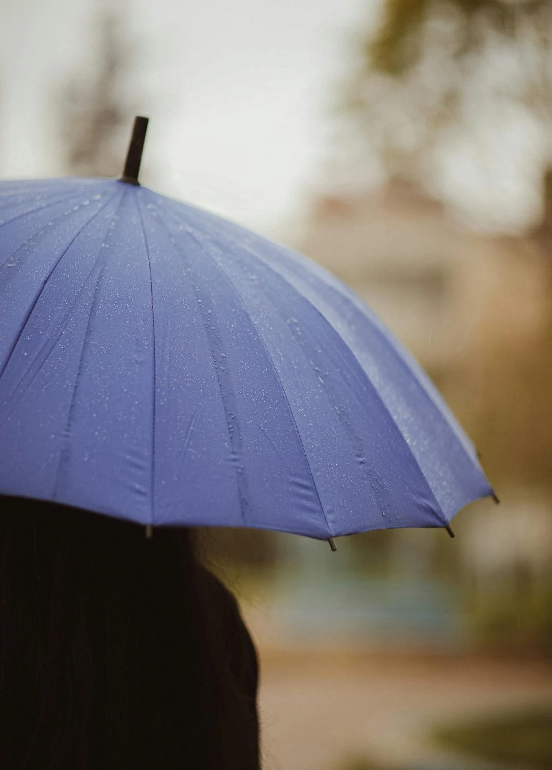 A lady holding an umbrella in the rain