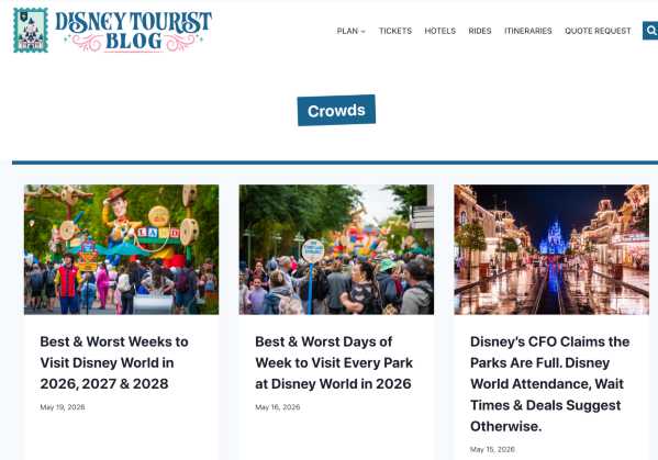 Recommended crowd forecasting tool for the Disneyland Resort in California: Disney Tourist Blog Crowd Calendar