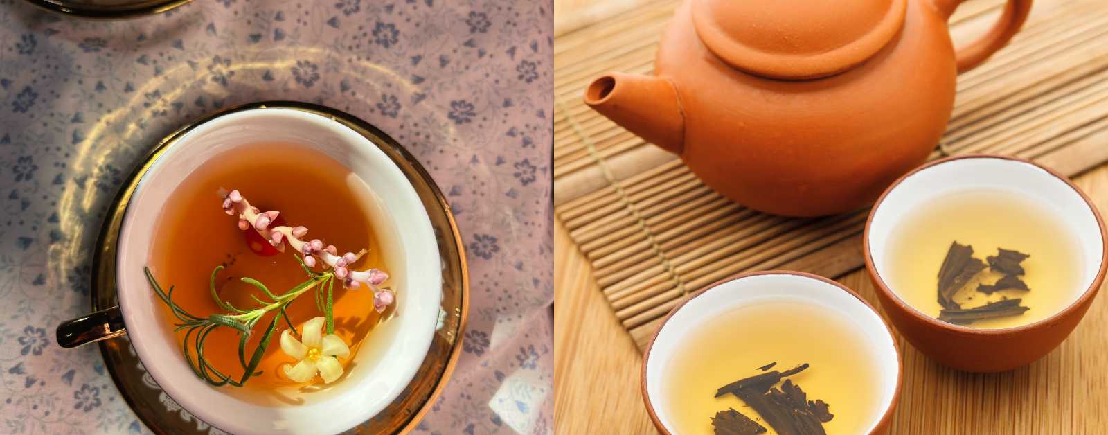 Tazas de té chino junto a una tetera de barro durante una ceremonia tradicional