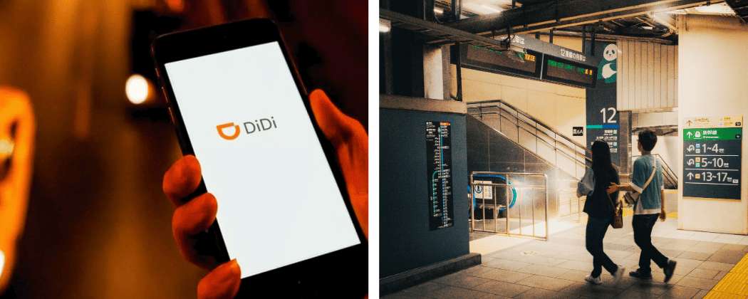 Aplicación DiDi y estación de metro en Shanghái para moverse por la ciudad