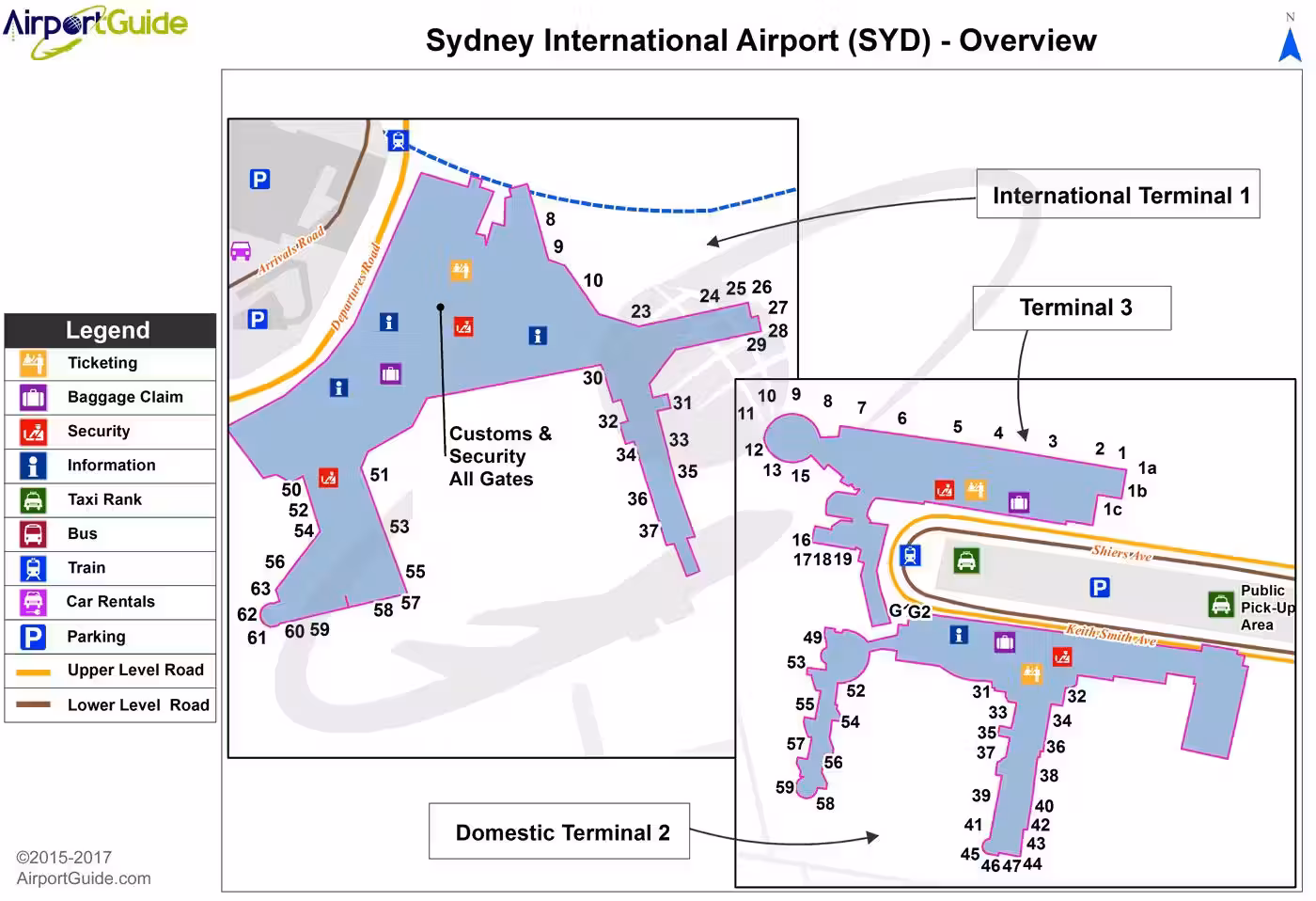 Sydney Airport Map: The Three Terminals Layout