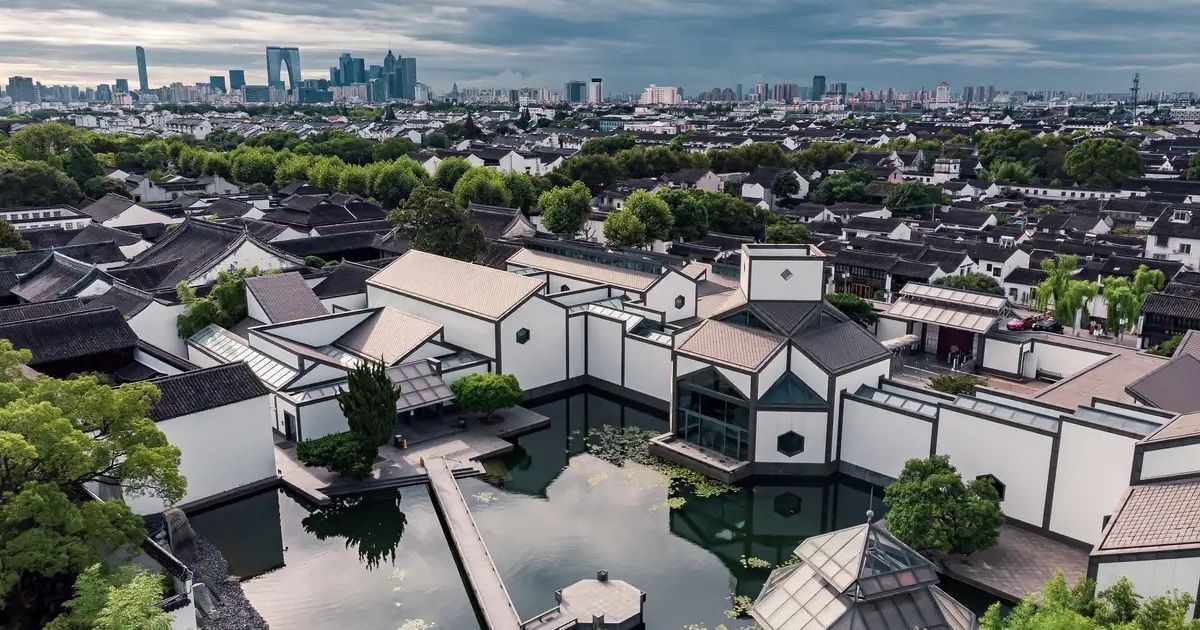 Vista aérea del museo de Suzhou.