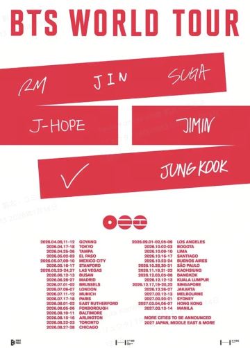 ตาราง BTS World Tour 2026–2027 ทั่วโลก