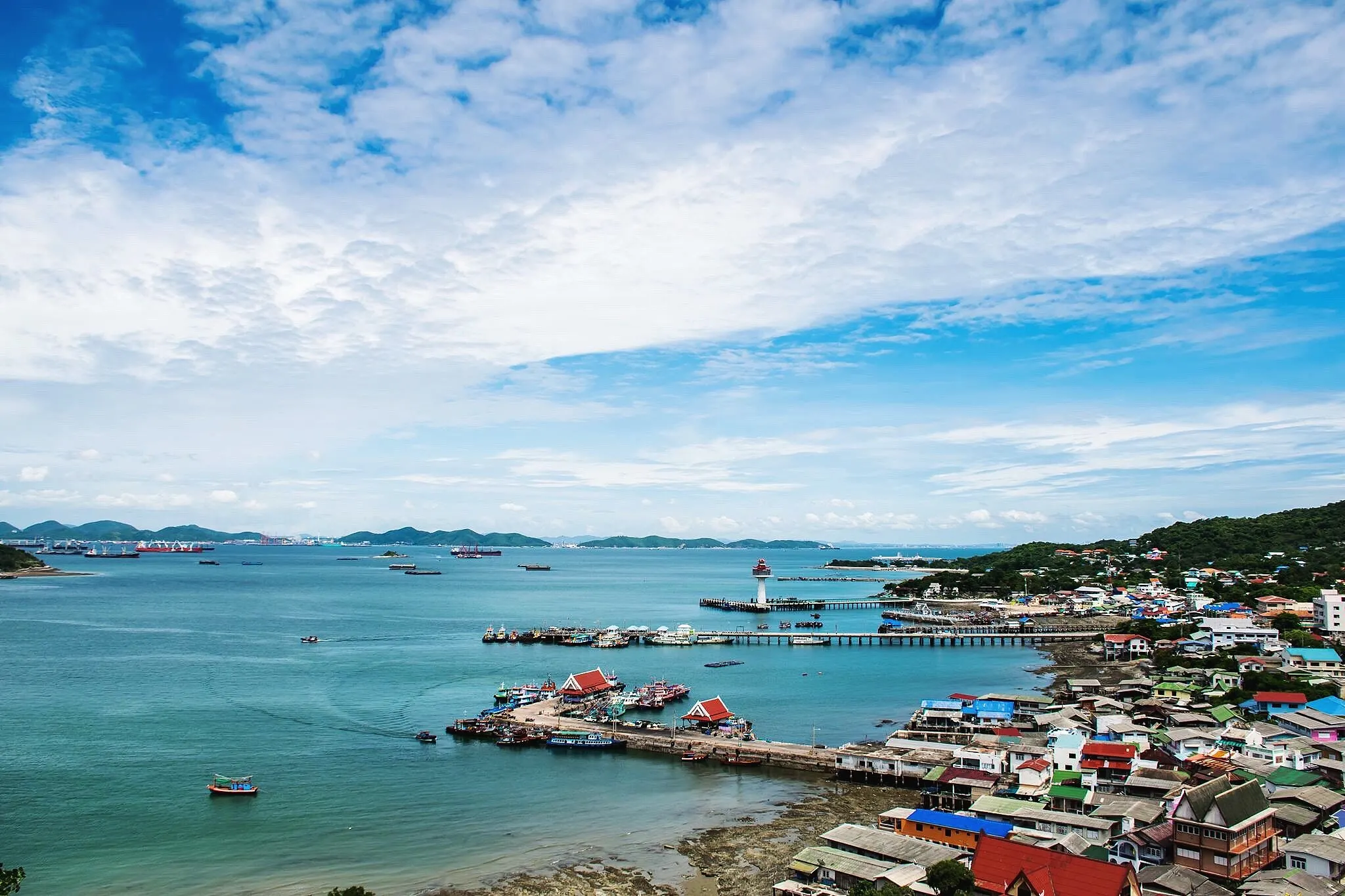 A birds eye and panoramic  view of Cheung Chau Island