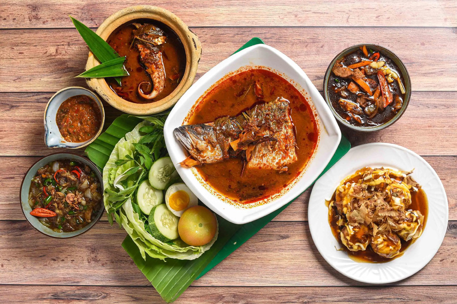 Delicious spread of asam pedas
