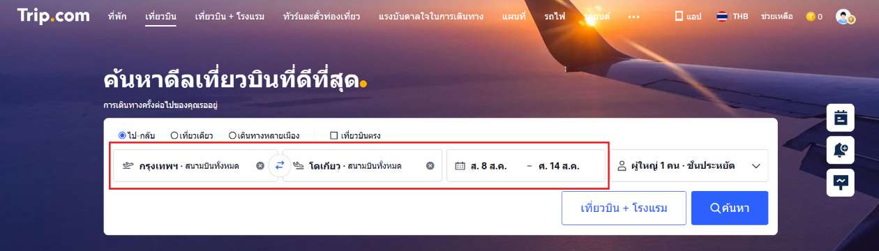 ค้นหาเที่ยวบืน