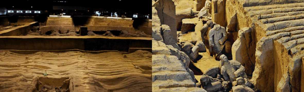 Archaeological excavation of the Terracotta Warriors in the pit of the Qin Shi Huang mausoleum
