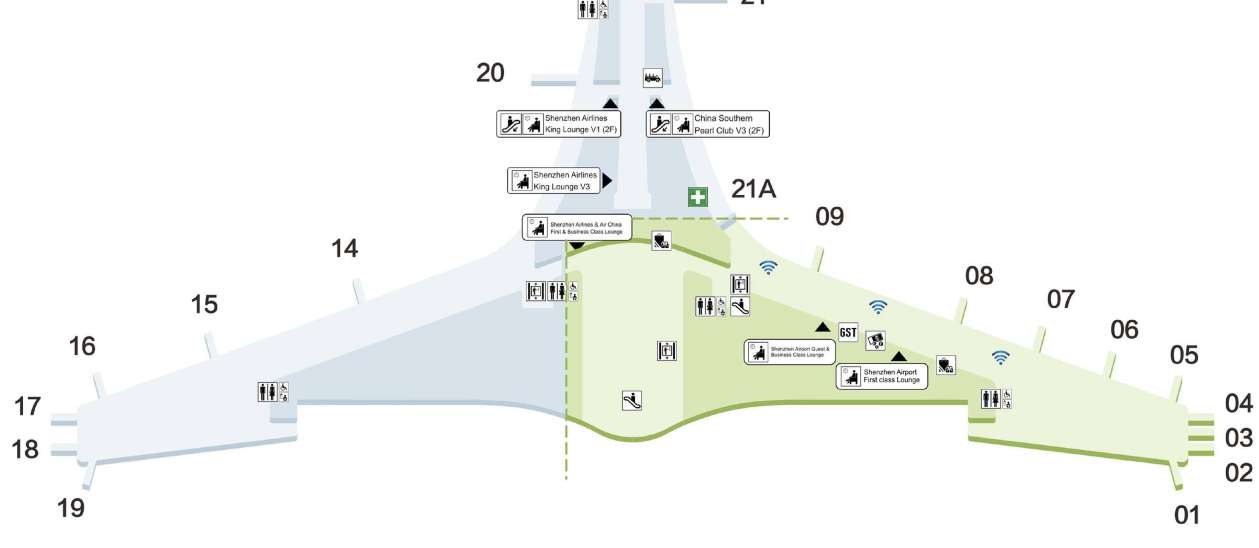 Mappa delle lounge al 2° piano