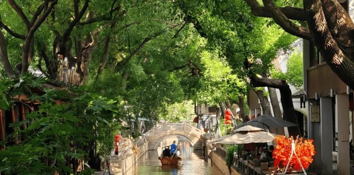 Classical Chinese gardens, canals, and West Lake scenery in eastern China