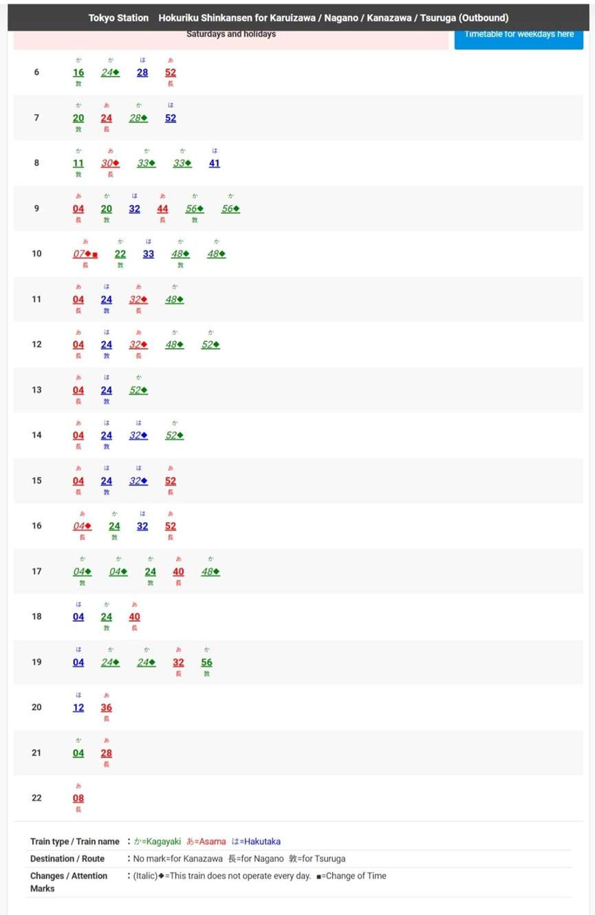 北陸新幹線時刻表