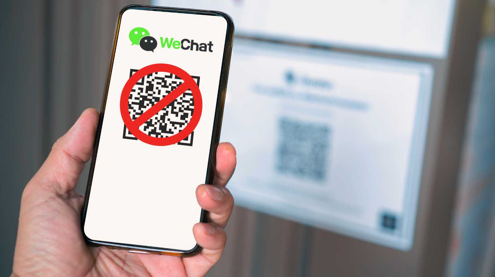 Pantalla de WeChat mostrando un código QR no válido durante el proceso de registro