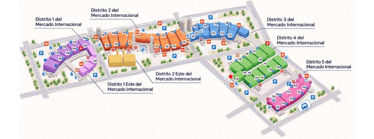 Mapa de los distritos de Yiwu International Trade City