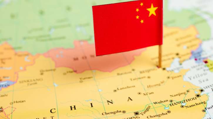 Mapa de China con la bandera china