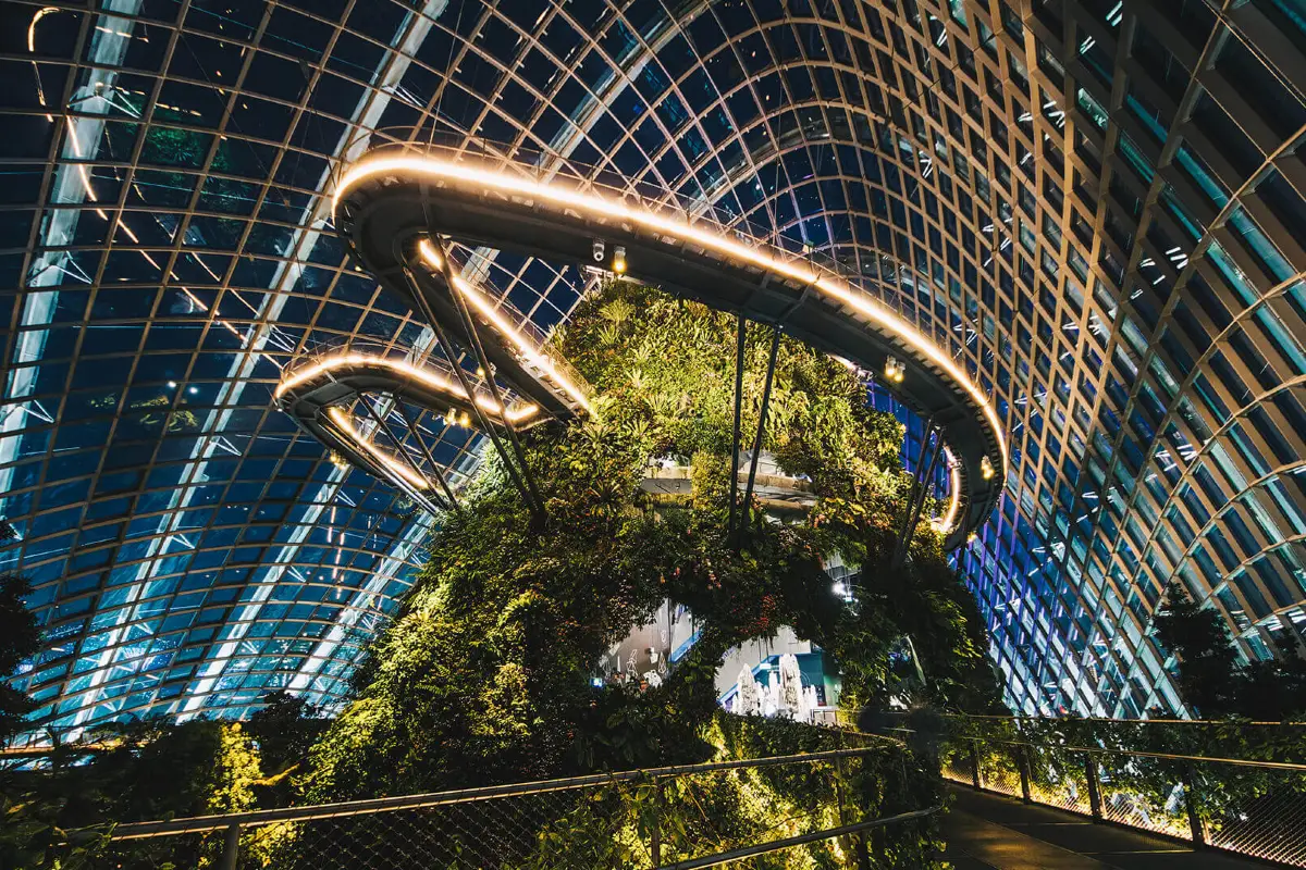 Gardens by the bat during the night with all the lights