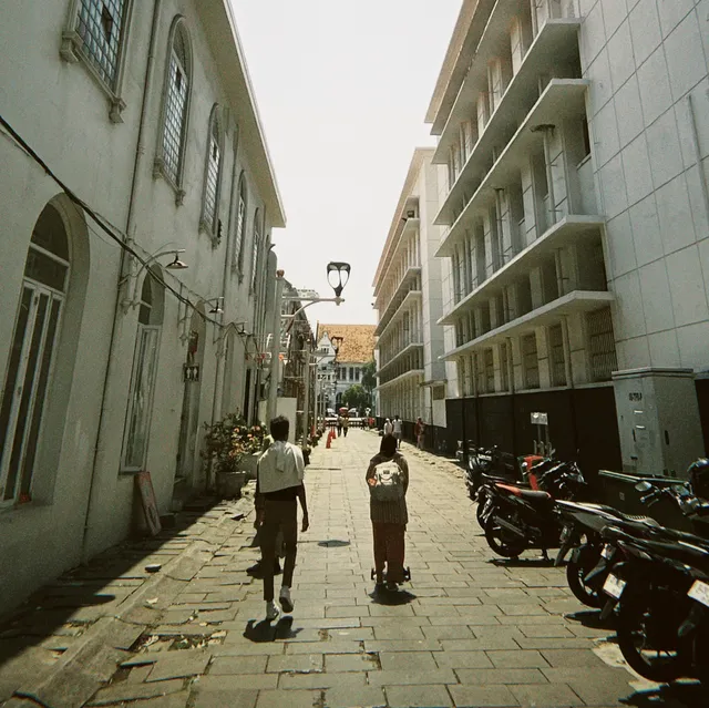 Tourist walking along the Old Town