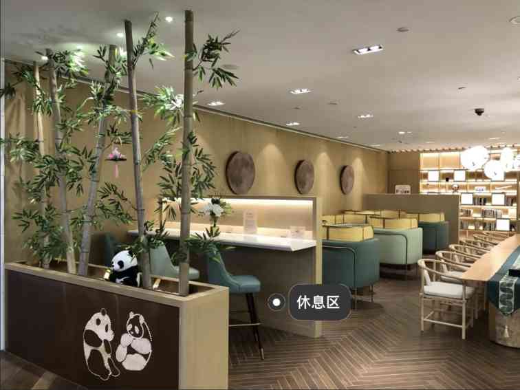 Lounge dall'arredamento elegante all'aeroporto di Chengdu TFU