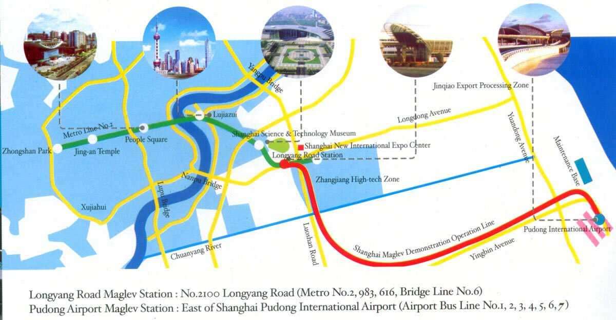 แผนที่การเดินทางรถไฟแม็กเลฟเซี่ยงไฮ้