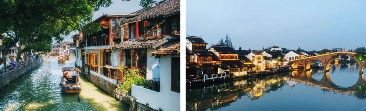 Zhujiajiao: Kanäle bei Tag und bei Nacht